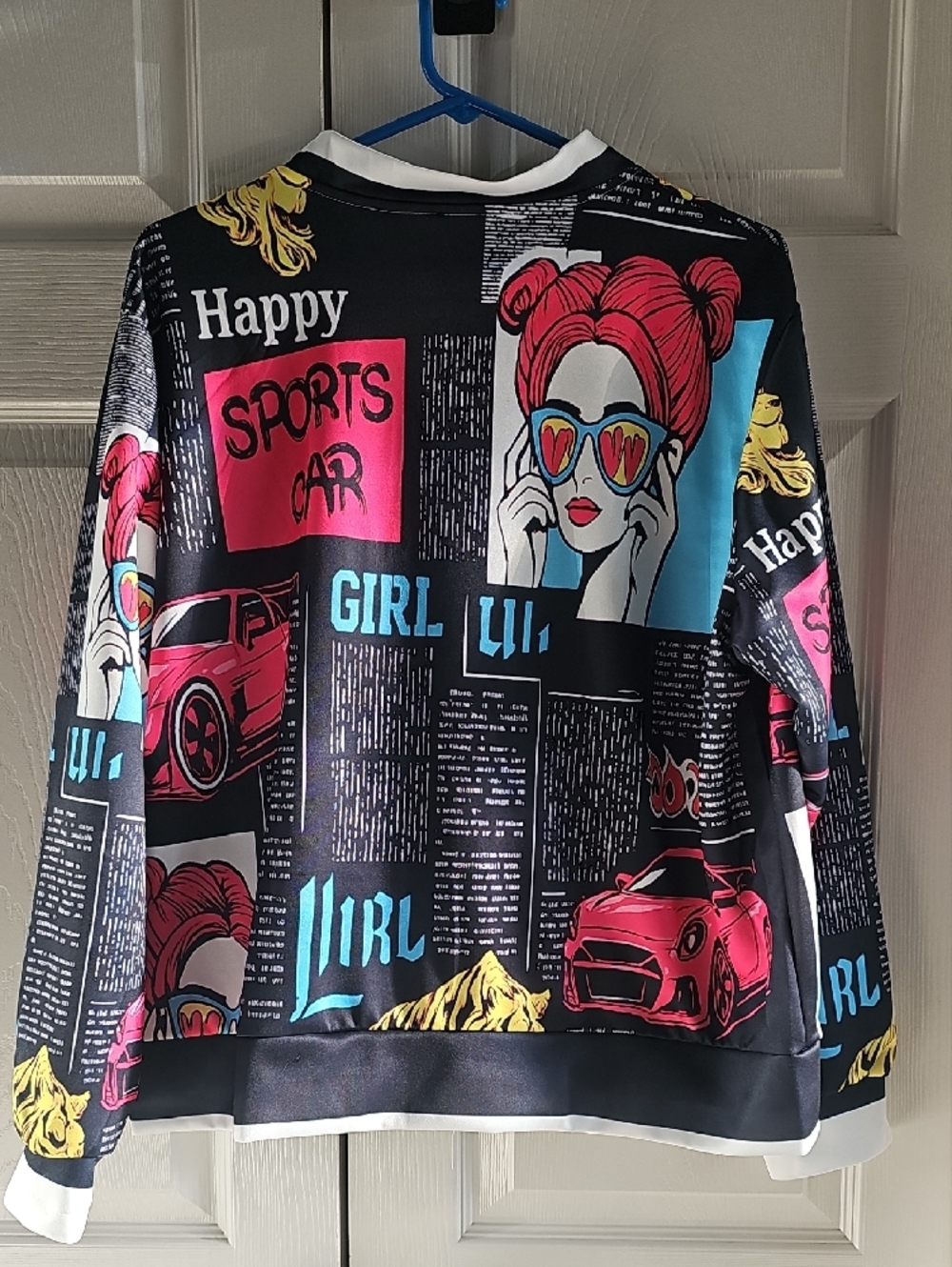 New XL Women's Pop Art Graphic Vibrant Streetwear Bomber Jacket - Picture 8 of 16